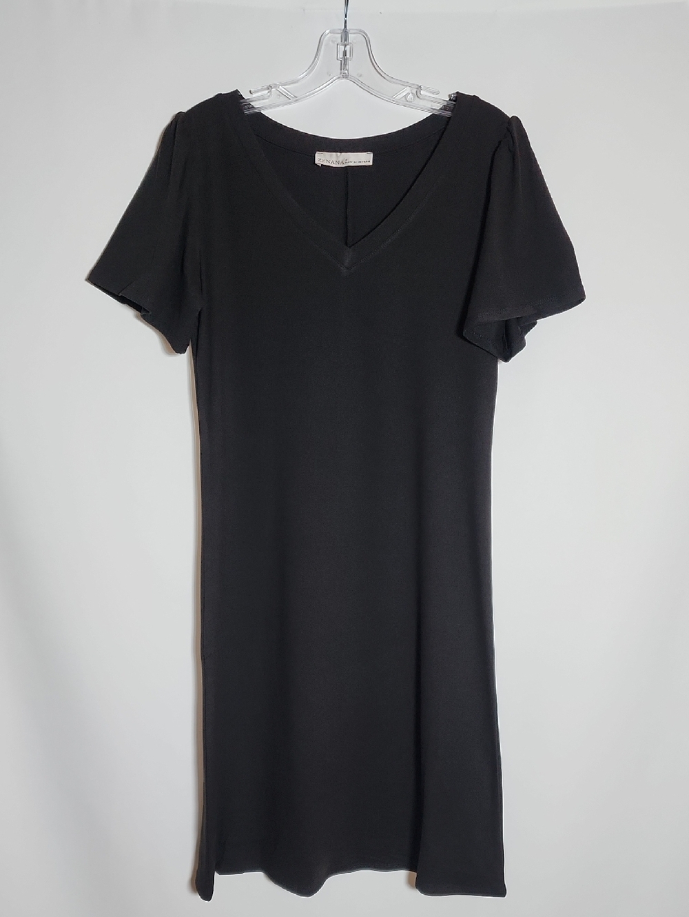 ZENANA | Black V-Neck Midi Dress with Flutter Sleeves